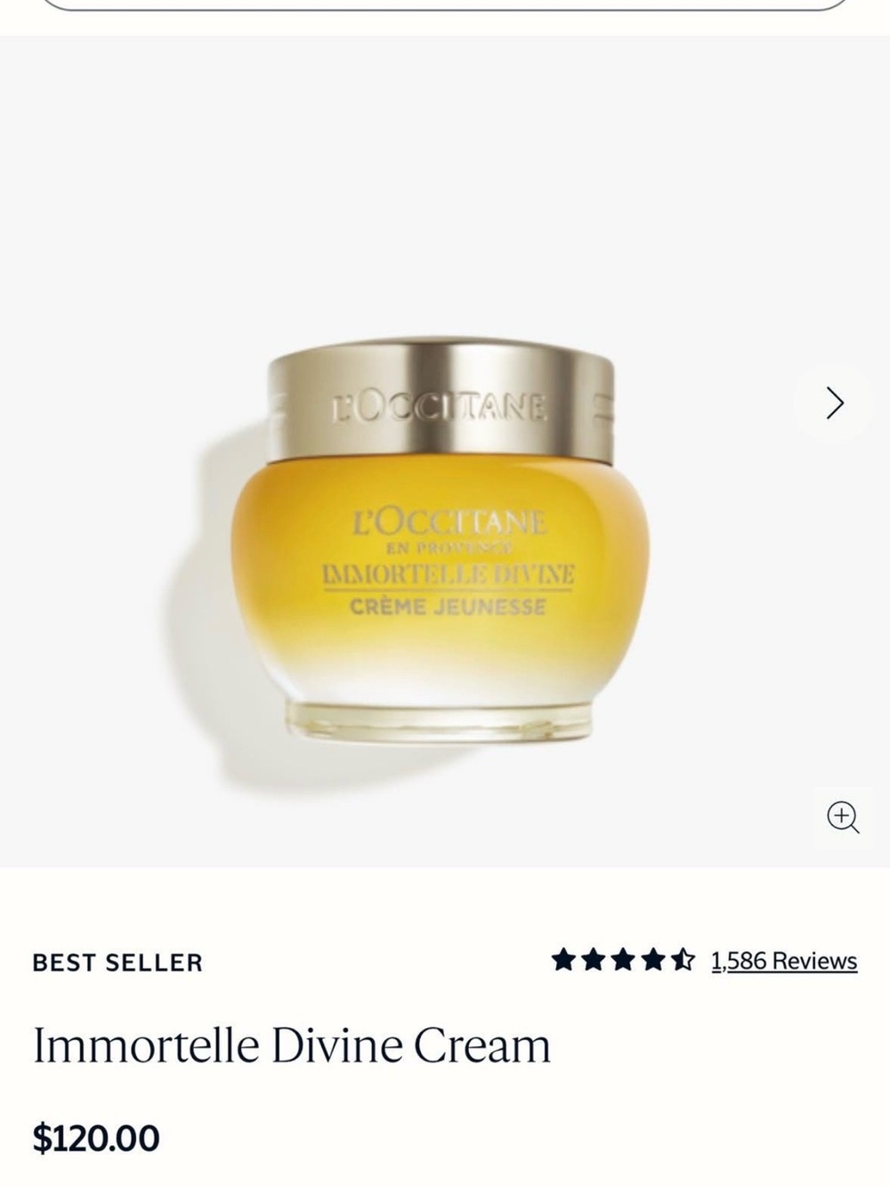 L'OCCITANE Immortelle Divine Cream — Gold and Yellow Jar